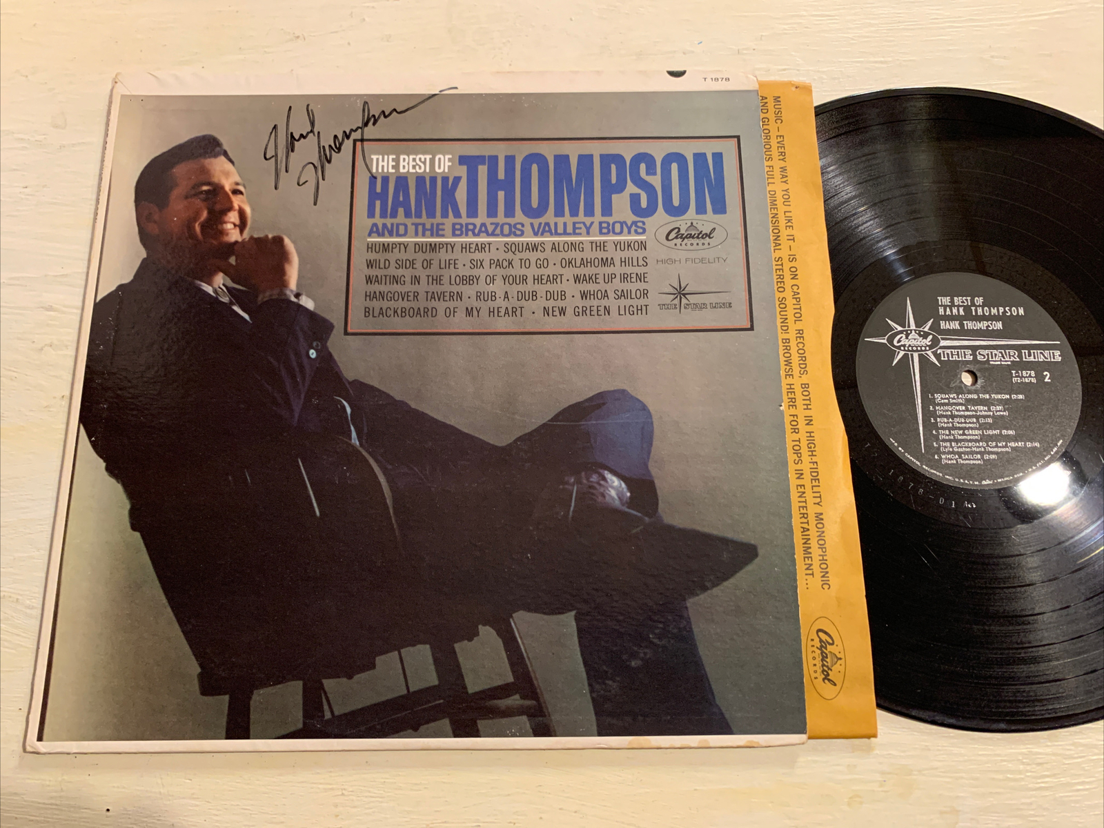 The Best Of Hank Thompson AUTOGRAPHED LP Capitol Starline Signed VG/EX!!!!