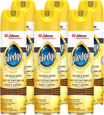 Pledge Polish and Shine for Wood Furniture and More, Lemon, White, 14.2 Oz (Pac