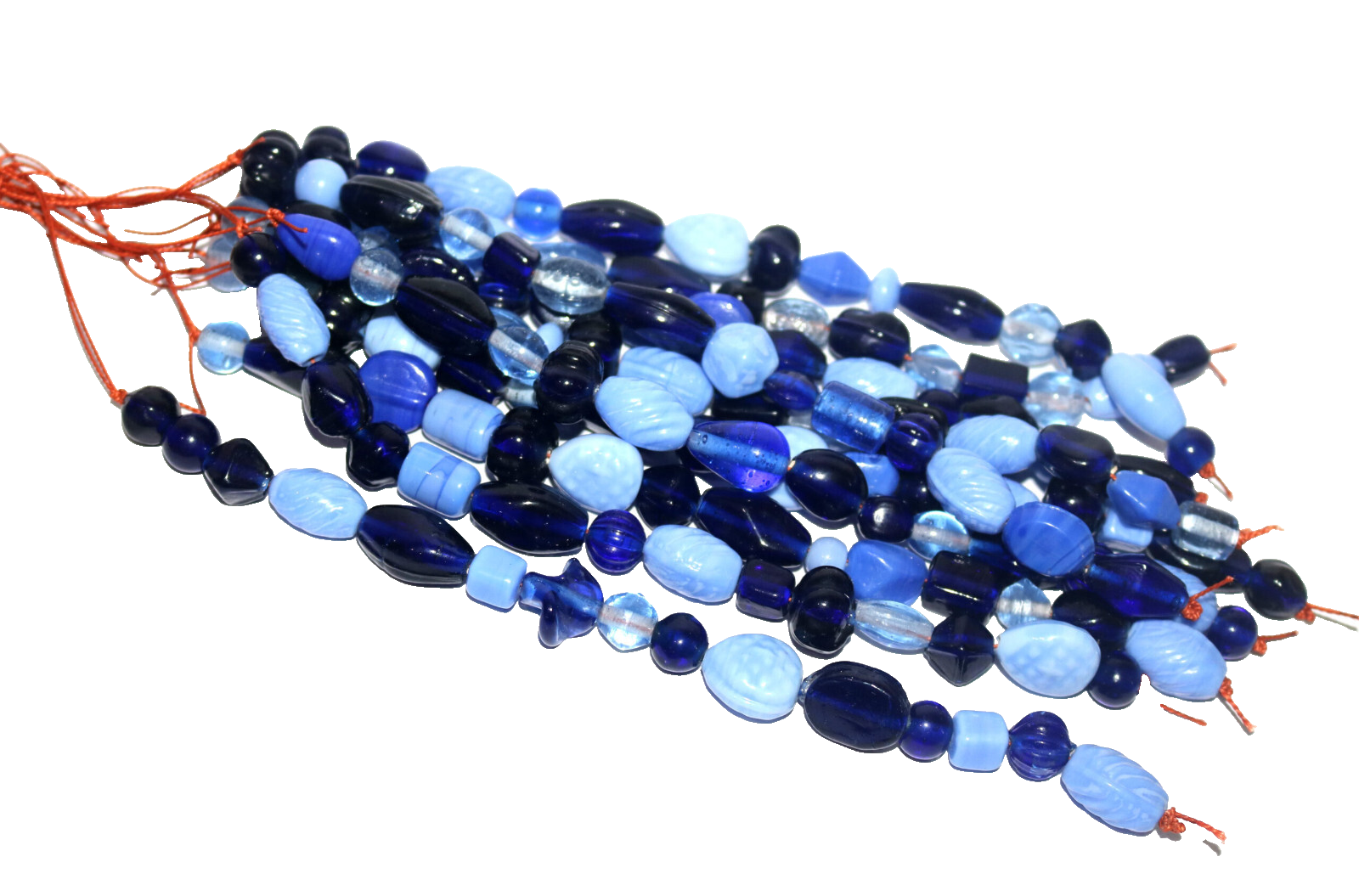 25 Strands Glass Beads Blue Combination, Multi shape and sizes for Jewelry make