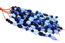 25 Strands Glass Beads Blue Combination, Multi shape and sizes for Jewelry make