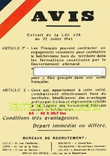 WW2 - bureaux de recrutement pour la Division Charlemagne -   A3 plastifiée