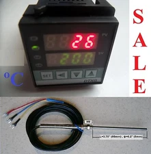 Dual Digital PID Temperature Controller RTD PT100 Sensor Probe Oven 0.1 Display