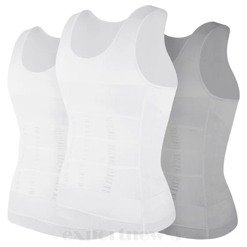 Herren 3er-Pack Schlank Body Shaper Haltung Korrektur Weste Bauch Kompression Tops USA - Bild 34 von 56