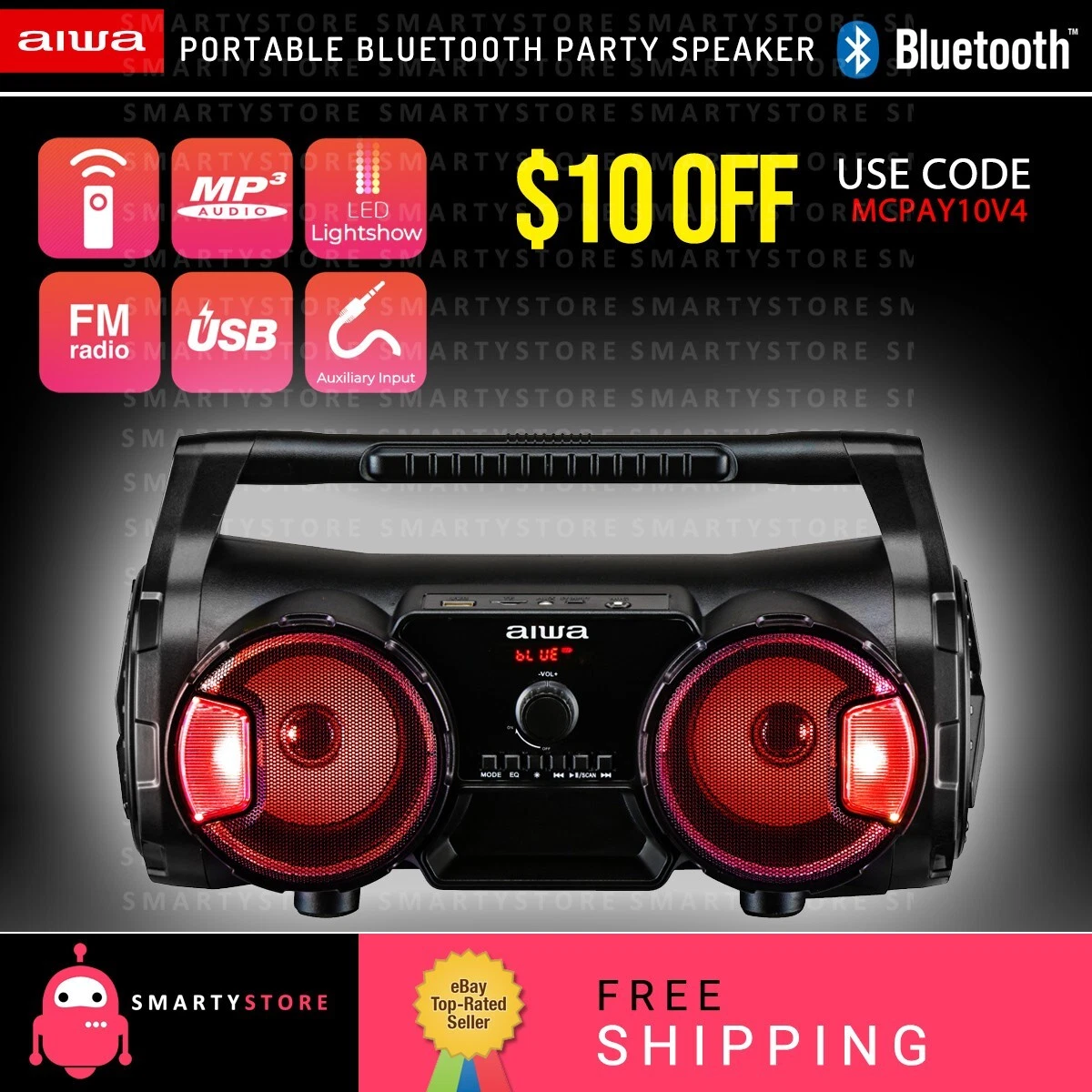 Combo autoradio bluetooth FM USB SD + Parlantes Aiwa