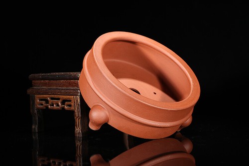 5.9in Chinese Classical Yixing Zisha Clay Pot, Handmade Orchid Bonsai Decor - Picture 9 of 14