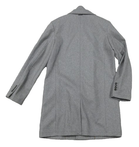 Cole Haan Men's Lt Gray Pressed Wool Melton Topper with Self Bib Faux Fur Collar - Picture 7 of 9