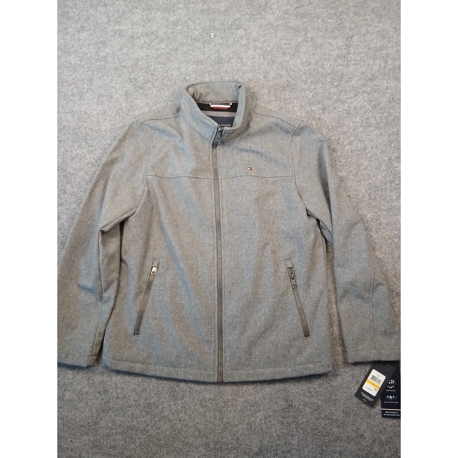 NWT Tommy Hilfiger Mens Grey Softshell Jacket Water Resistant Wind Resistant M image 2