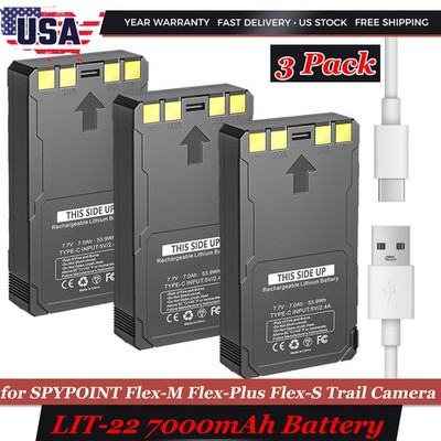 3X Rechargeable 7.0Ah LIT-22 Battery For SPYPOINT Trail Camera Flex-M Flex G-36
