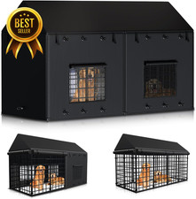 900D Outdoor Dog Kennel Cover 8x4x6ft Waterproof Windproof Cage Cover Black Only