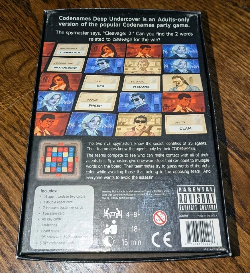 Codenames Deep Undercover Adult Party Game 100% Complete Unrated 1st Edition VG+ - Image 2 of 3