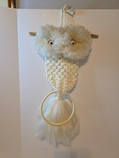 Vintage Macrame Knit Owl Wall Hanging Retro 1970's Decor Groovy Mid Century Towe