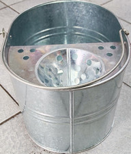 Metal Oval Mop Bucket with Sieve Wringer Silver