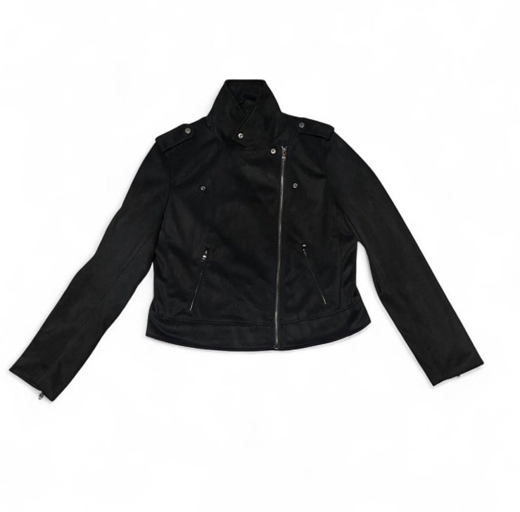 Banana Republic Black Biker Jacket Zip Short Long Sleeve Women’s Size L