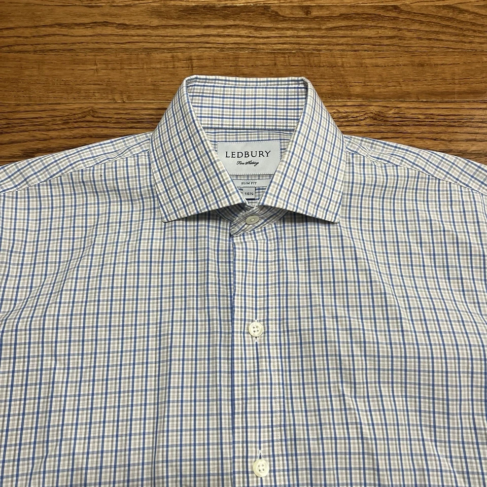 Ledbury Dress Shirt Mens 15.5 Plaid Slim Fit Preppy Button up Long Sleeve Tops - Image 2 of 4