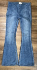 Free People We The Free Penny Pull On Flare Jeans Blue Medium Wash Denim Sz 28