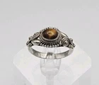 Sterling Silver Vintage Tiger's Eye Ring Size 8
