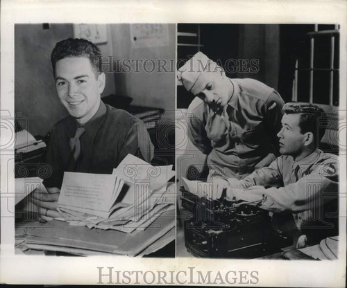 1944 Press Photo Editor Marion Hargrove in NY & in a film with Keenan Wynn