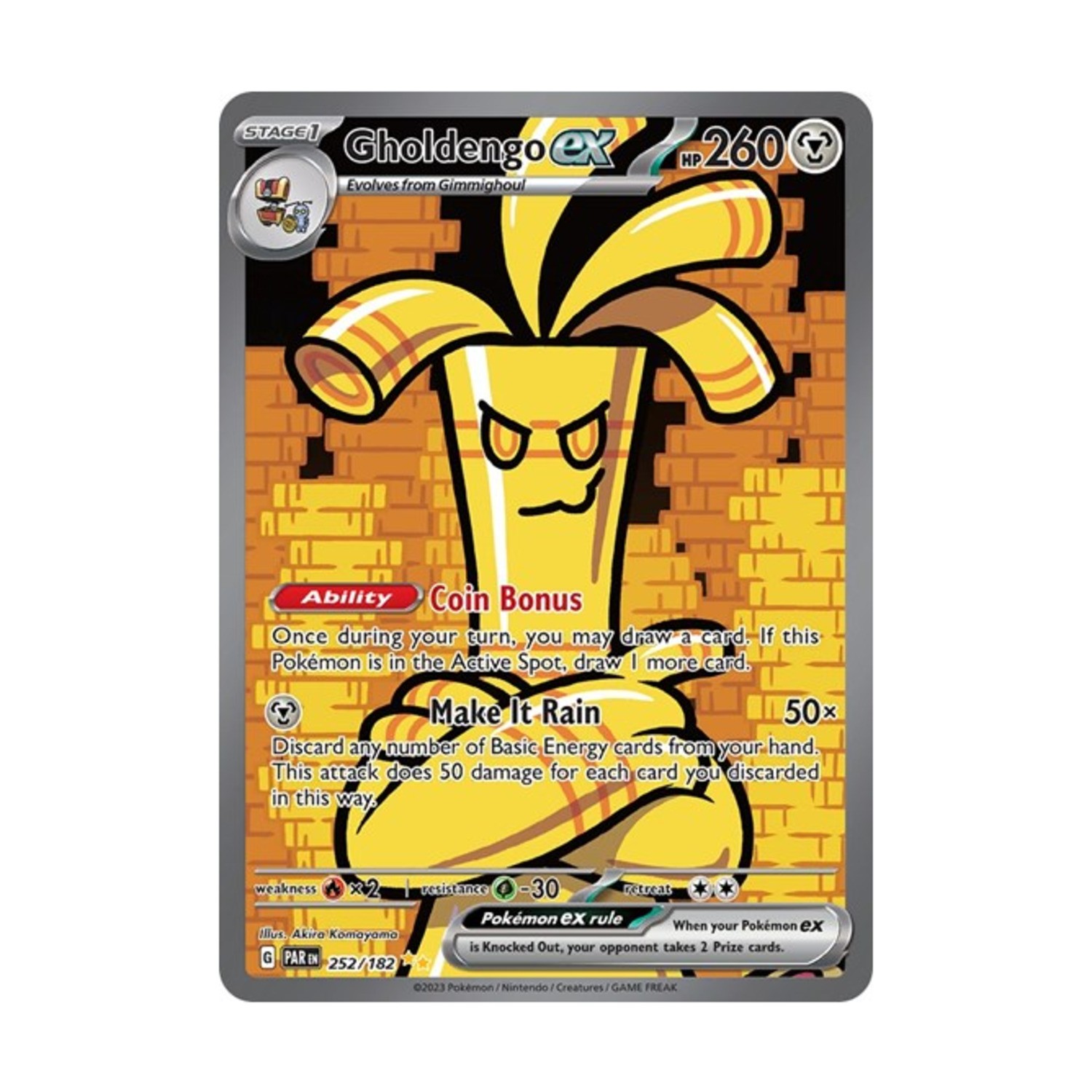 Pokemon SV04: Paradox Rift Gholdengo ex - 252/182 (SIR) #252/182 (Holo) NM