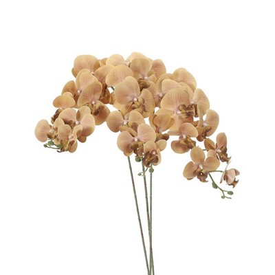 Für 3 Stück 41'' Künstliche Orchideenstiele 9 falsche Köpfe Phalaenopsis Khaki
