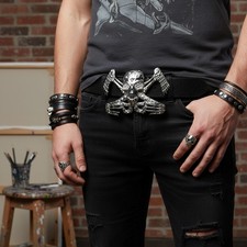 NEW Men Women Silver Metal Belt Buckle Skull Skeleton Large Size Trucker Biker