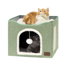 Bedsure Cat Beds for Indoor Cats - Large Cat Cave for Pet Cat House with Fluf...