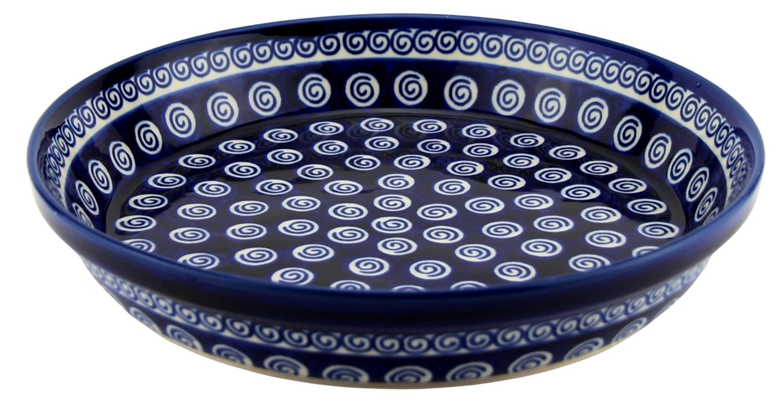 Polish Pottery Pie Plate 10" Diameter from Zaklady Boleslawiec Floral Peacock