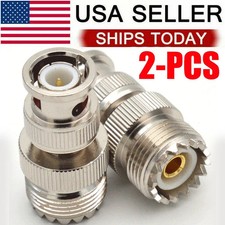 2X BNC Male Plug To UHF PL-259 SO239 Female RF Coaxial Adapter Cable Connector