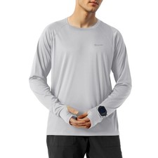 Men s UPF 50 Rash Guard Shirt Long Sleeve with Watch Window Thumbholes and Z...