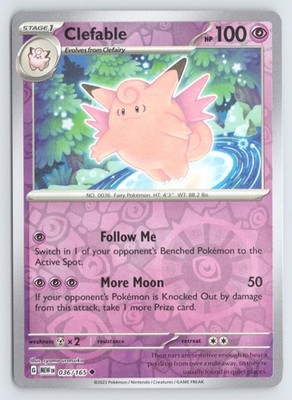 Clefable 036/165 Uncommon 151 Pokemon Reverse Holo Near Mint