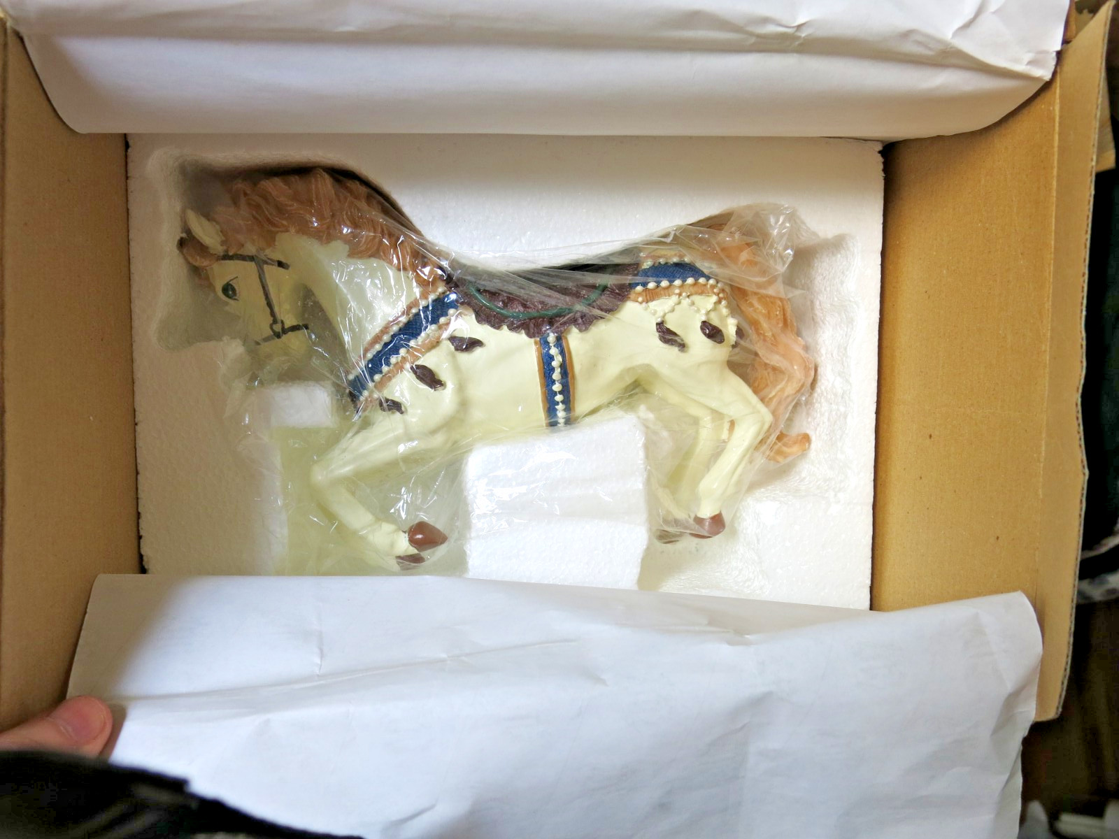 HERITAGE SIGNATURE COLLECTION HAILEY PORCELAIN DOLL & CAROUSEL HORSE - WRAPPED