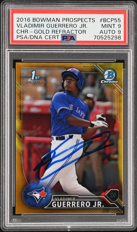 2016 Bowman Prospects Vladimir Guerrero JR. #BCP55 Gold Refractor PSA 9 Auto 9