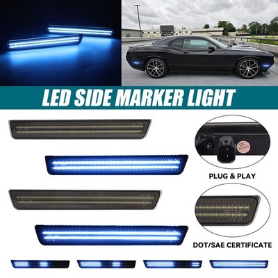 4PCS Sequential Front Rear LED Side Marker Lights For 2015-2022 Dodge Challenger