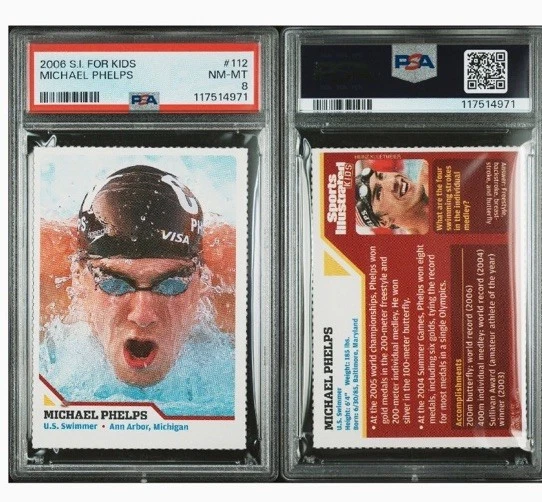 MICHAEL PHELPS RARO 2006 Sports Illustrated para Crianças SI EUA Olimpíadas Natação PSA 8 - Imagem 3 de 3