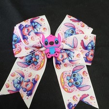 Lilo and Stitch Pink Large Hair Bow Clip Love Grosgrain Ribbon Girls Cheer Dance