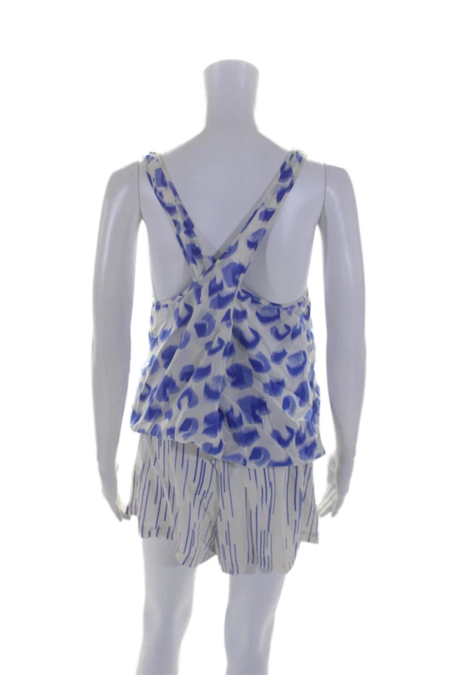 Mameluco Thakoon Addition Mujer Seda Abstracto Cordón Cintura Azul Talla S Foto 3 de 4