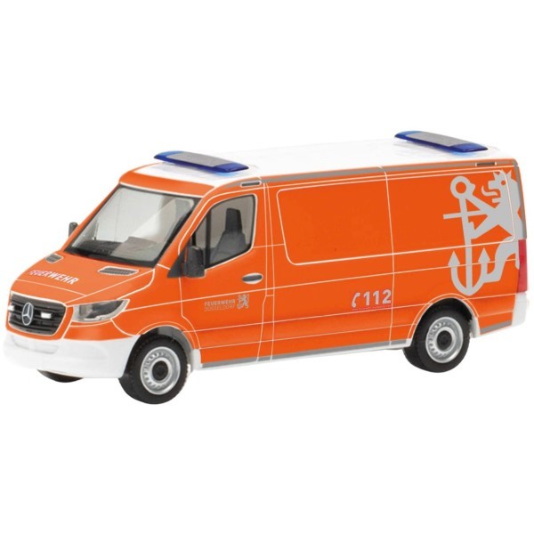Herpa 099028 H0 Mercedes-Benz Sprinter '18 Halbbus Feuerwehr DüSseldorf Neu-image