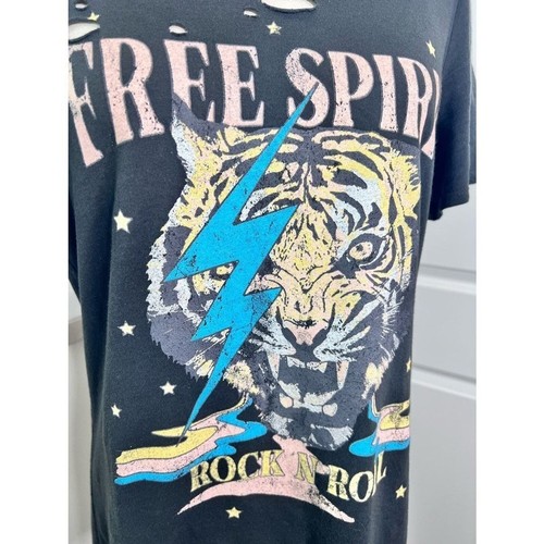 Camisa Free Spirit Mujer Pequeña Negra Envejecida Grunge Gótico Rock N Roll Gráfico - Imagen 8 de 11