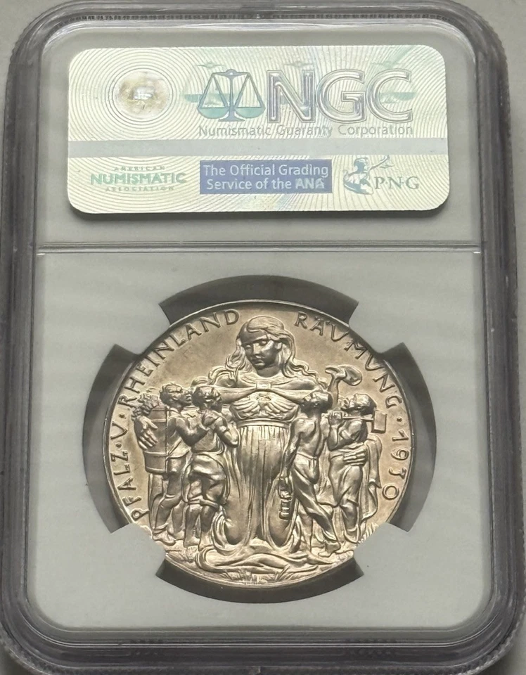 1930 Germany Karl Goetz PROOF Silver Medal “Rhineland” - NGC PF64 - Top Pop - Image 3 of 3
