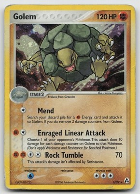 Golem Holo Rare Holo Legend Maker 6/92 DAMAGED