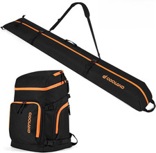 Ski Bag and Boot Bag Combo, Padded Ski Bags for Air Travel, Snowboard Backpack F