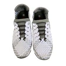 Bernie Mev Victoria White Silver Metallic Woven Slip On Sneakers Size 40/9 NWOB