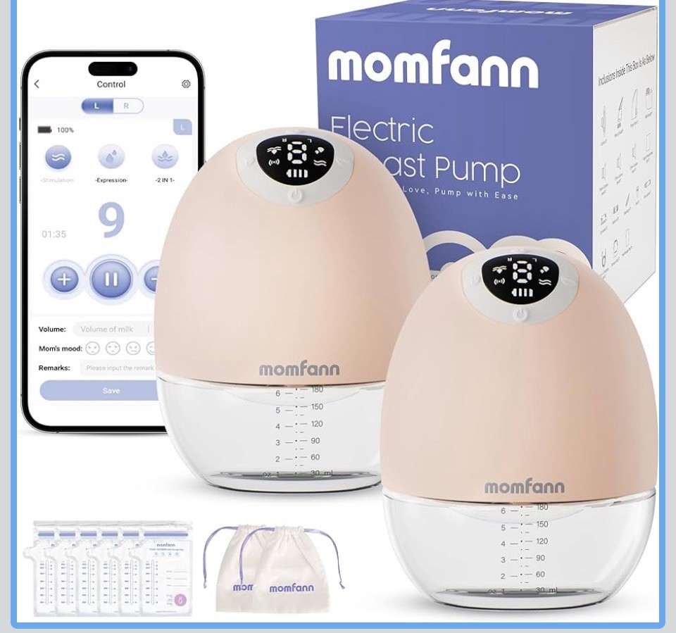 Hands-Free Momfann Wearable Breast Pump with App Control for Portable Pumping-image