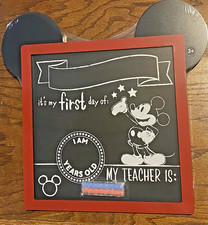 DISNEY Mickey Mouse 1st Day of School CHALKBOARD Milestone Sign Board Chalk NEW