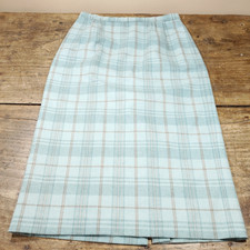 Vintage Pendleton Skirt Sz 14 Lined Skirt Pockets Aqua Blue Virgin Wool Plaid