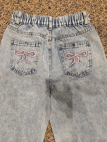 New Without Tags Girls Size 12 Denim Jeans With Back Bow Pockets - Picture 4 of 5