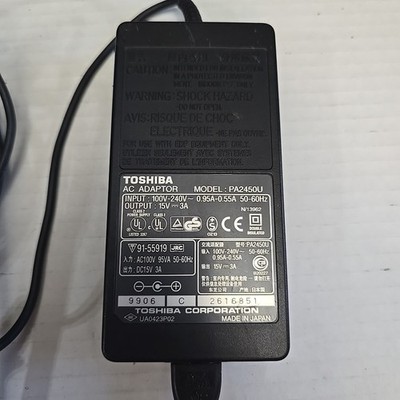 Power Adapter AC DC 6330 15Vdc DC15V 15V 3.0A 3A Toshiba PA2450U UA0423P02