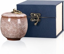 Small Urns for Human Ashes, Ceramic Memorial Mini Ashes Urns, Hold 5.5 Cubic of