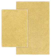 Queen Cotton Soft Yellow 2 Piece Bath Rug Set 17" x 24" / 21" x 34" Ultra S...