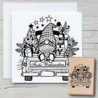 Stempel Auto-Wichtel - Motivstempel Holzstempel Scrapbookig Karten Weihnachten