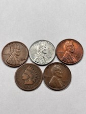 Lincoln Wheat 1931 P 1935 S 1943 P 1955 P & 1901 Indianhead cent